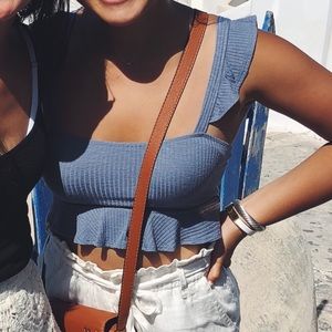 Urban Outfitters Knit Ruffle Crop Tank size M